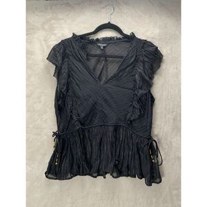 LUCKY BRAND  | XL/TG WOMEN'S | SHEER BLOUSE in BLACK GOLD